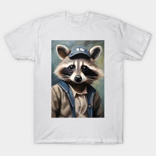 Cute Raccoon Portrait Art Oil Painting T-Shirt